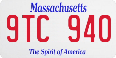 MA license plate 9TC940