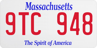 MA license plate 9TC948
