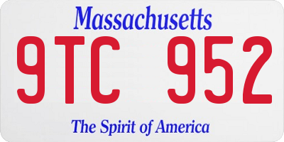 MA license plate 9TC952