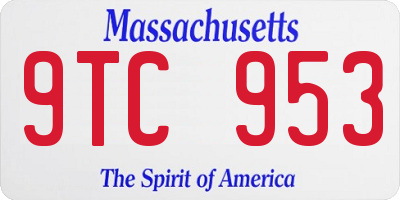 MA license plate 9TC953