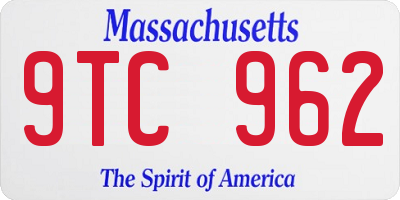 MA license plate 9TC962