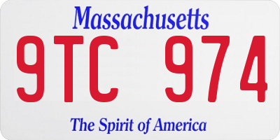 MA license plate 9TC974