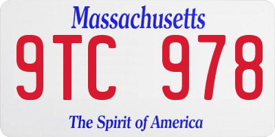MA license plate 9TC978