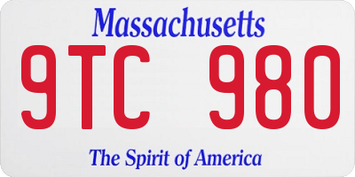MA license plate 9TC980