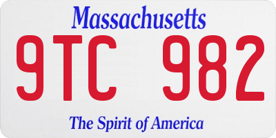 MA license plate 9TC982