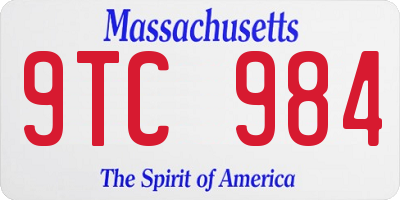 MA license plate 9TC984