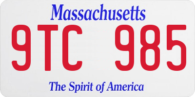 MA license plate 9TC985