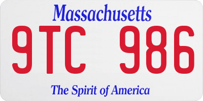 MA license plate 9TC986