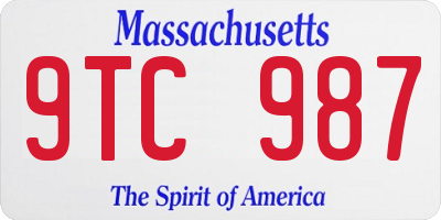 MA license plate 9TC987