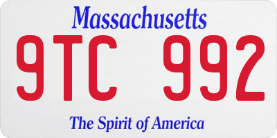 MA license plate 9TC992