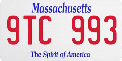 MA license plate 9TC993