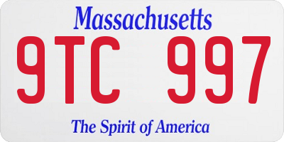 MA license plate 9TC997