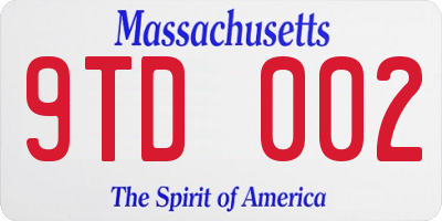 MA license plate 9TD002
