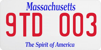 MA license plate 9TD003