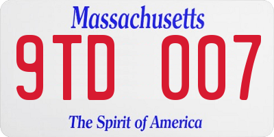 MA license plate 9TD007