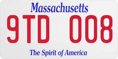 MA license plate 9TD008