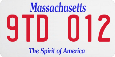 MA license plate 9TD012