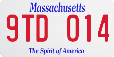 MA license plate 9TD014