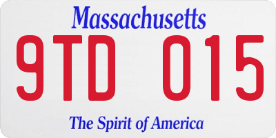 MA license plate 9TD015