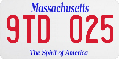 MA license plate 9TD025
