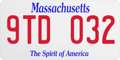 MA license plate 9TD032