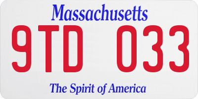 MA license plate 9TD033