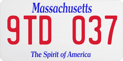 MA license plate 9TD037