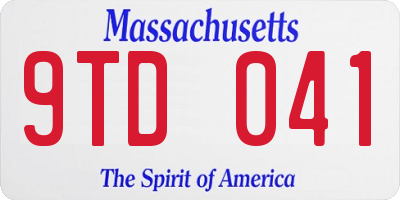 MA license plate 9TD041