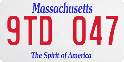 MA license plate 9TD047