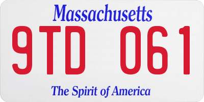 MA license plate 9TD061