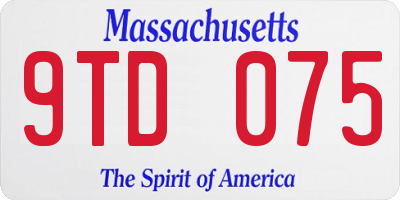 MA license plate 9TD075