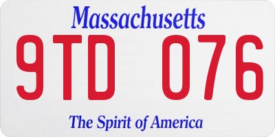 MA license plate 9TD076