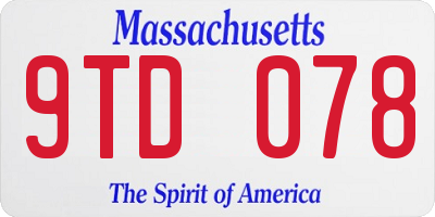 MA license plate 9TD078