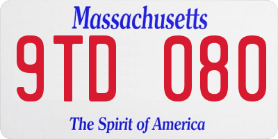 MA license plate 9TD080