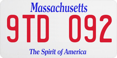 MA license plate 9TD092