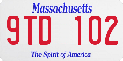 MA license plate 9TD102