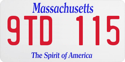 MA license plate 9TD115