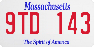 MA license plate 9TD143