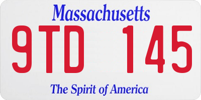 MA license plate 9TD145