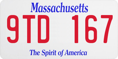MA license plate 9TD167