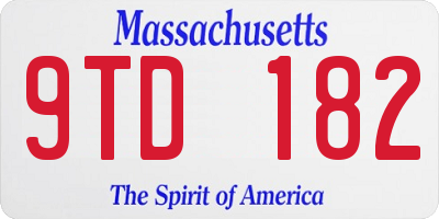 MA license plate 9TD182