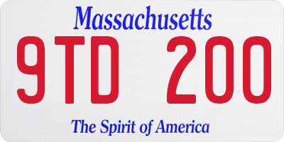 MA license plate 9TD200