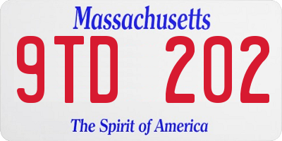 MA license plate 9TD202