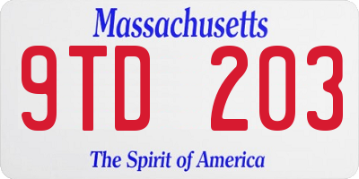 MA license plate 9TD203
