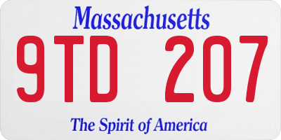 MA license plate 9TD207