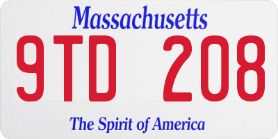 MA license plate 9TD208