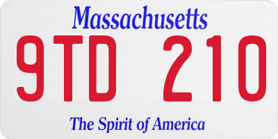 MA license plate 9TD210