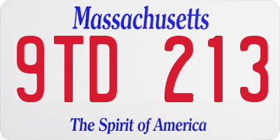 MA license plate 9TD213