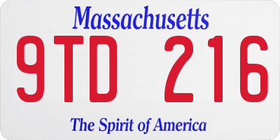MA license plate 9TD216
