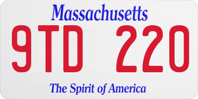 MA license plate 9TD220
